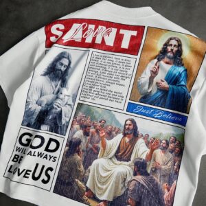 PAVTROS White Summmer Streetwear Saint Print T-Shirt,City Break Fashionable Casual Daily Wear,Valentine's Day Anniversary Gift For Men,Boyfriends,Kids