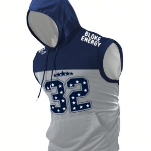 NEOREFINED Men's Casual Sports Numeric Print Hooded Tank Top